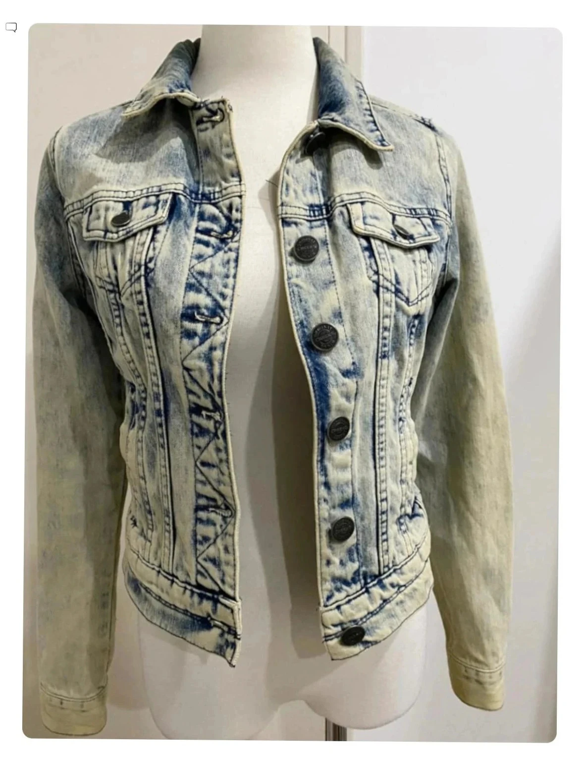 Veste Trucker Denim Creeks taille S délavé Blue Jean